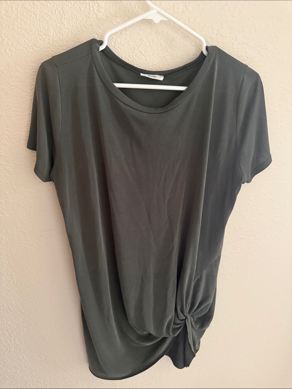Everyday Knot-Front Tee — Olive Green